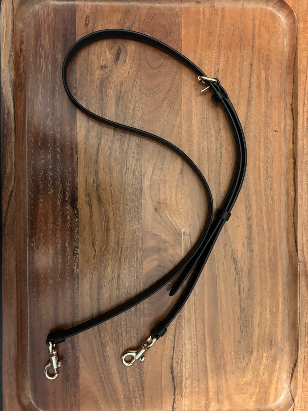 Coach Black Leather Adjustable Crossbody Strap with Gold Hardware